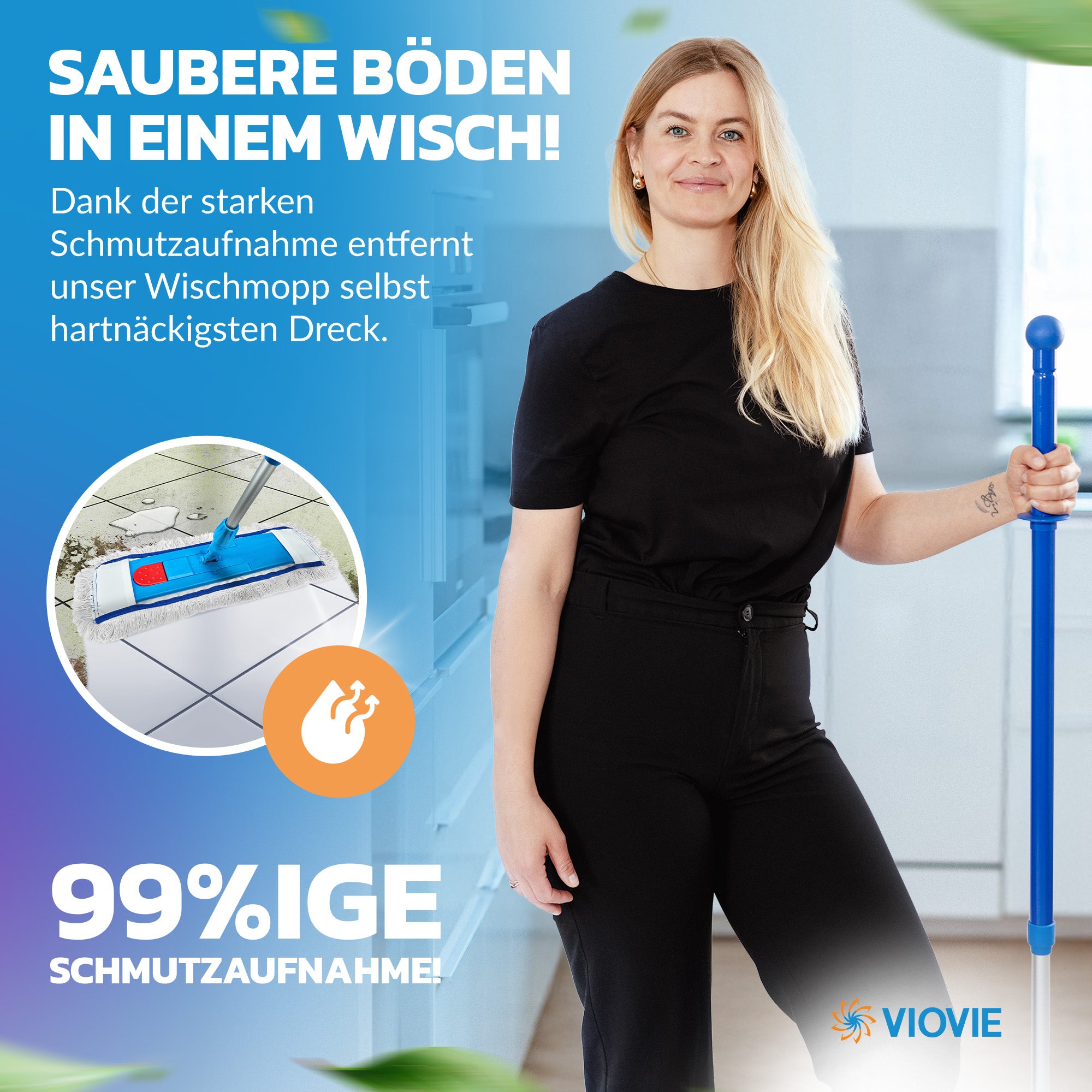 Wischer Set Hospital 40cm (Wischmop + Teleskopstil 90-160cm)