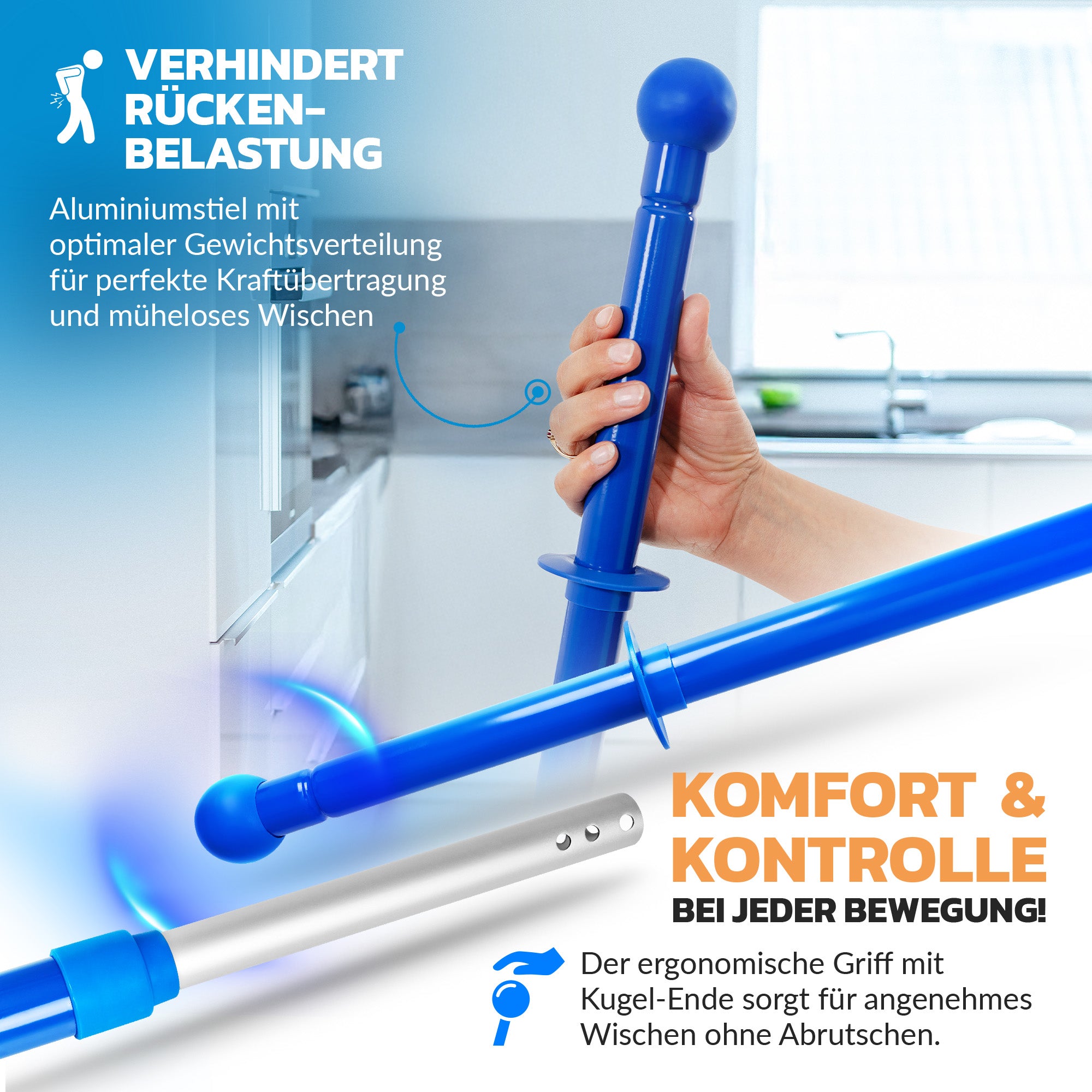 Wischer Set Hospital 40cm (Wischmop + Teleskopstil 90-160cm)